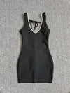Sleeveless V-Neck Backless Bodycon Mini Dress - Sabreeonline