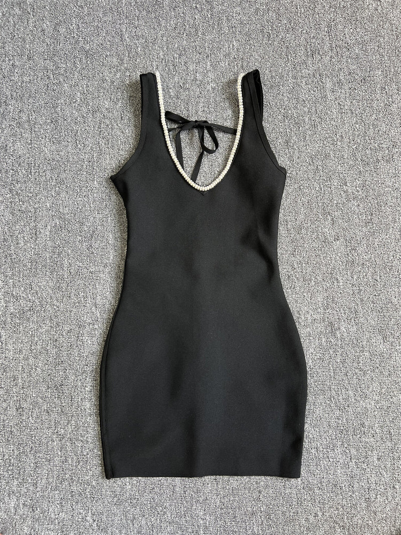 Sleeveless V-Neck Backless Bodycon Mini Dress - Sabreeonline