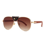 Men Pilot Sunglasses Oversized Frame Leather - Sabreeonline