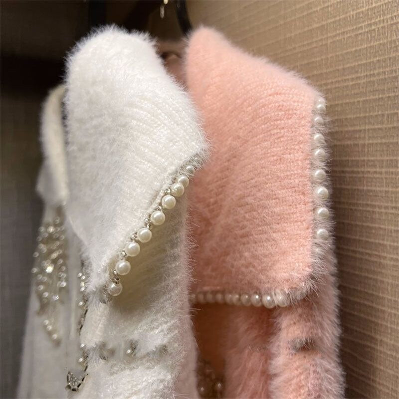 Loose Sweater Sequins Beaded Mink Fleece - Sabreeonline