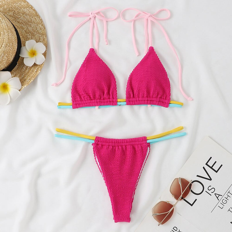 Solid Color Sexy Micro Mini Bikini Set
