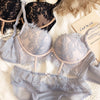 Lace sexy small chest gather lingerie no steel ring upper thin and lower thick underwear set women adjusting bra panty suit - Sabreeonline