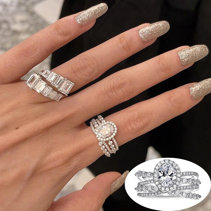Luxury Water Drop Zirconia Adjustable Open Rings - Sabreeonline