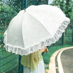 White Lace Umbrella Women Flower Long Handle Umbrella Wedding Retro Sunshade Girls Umbrellas Decoration Guarda Chuva Gift SY329 - Sabreeonline