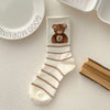 Japan Harajuku Style Cartoon Creative Striped Bear Socks Kawaii Print Funny Girl Socks Fashion Skateboard Woman Socks - Sabreeonline