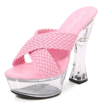 Transparent New Fashion Car Model slippers High Heel Waterproof Trolley Model Slippers large size