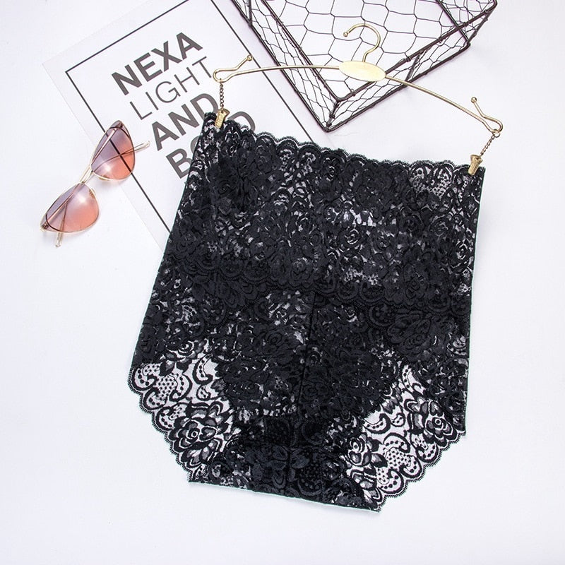 Women Panties Female Plus Size High Waist Hollow Out Lace Sexy Underwear Lingerie Briefs Underpants Butt Lift - Sabreeonline