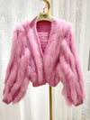 Thick Loose Fox Fur Strip Fashion Sweater Coat - Sabreeonline
