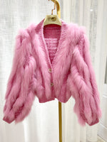 Thick Loose Fox Fur Strip Fashion Sweater Coat - Sabreeonline