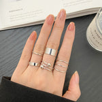 LATS 7pcs Fashion Jewelry Rings Set Round Opening Finger Ring for Girl - Sabreeonline