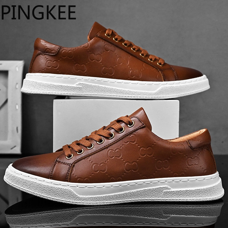 Lace Up Light Men's Shoes for Men Comfortable Men's Casual Shoes Soft Fashion Man Sneakers Leather - Sabreeonline