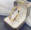 Four-leaf clover Roman alphabet animal micro-inlaid zircon titanium steel bracelet fashion jewelry for woman - Sabreeonline