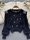 Lantern Sleeve Elastic Short Knit - Sabreeonline