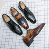 Italian Oxford Shoes Leather Double Buckles brown - Sabreeonline