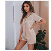 Womens Silk Satin Pajamas Set Short Sleeve - Sabreeonline