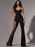 Crystal Diamonds Black Jumpsuit - Sabreeonline