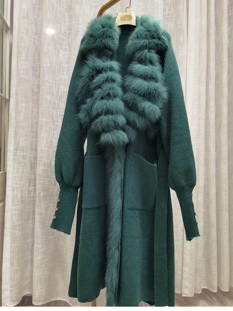 Oversize Coat Fur Collar Long Length - Sabreeonline