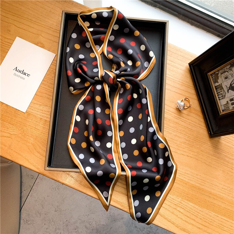 Luxury Brand Small Silk Scarf Women Headband Narrow Skinny Scarves Neck Belt Hair Bands Ribbons Scrunchies Female Accessories - Sabreeonline