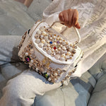 Rhinestone Leather Tote Shoulder Bag - Sabreeonline