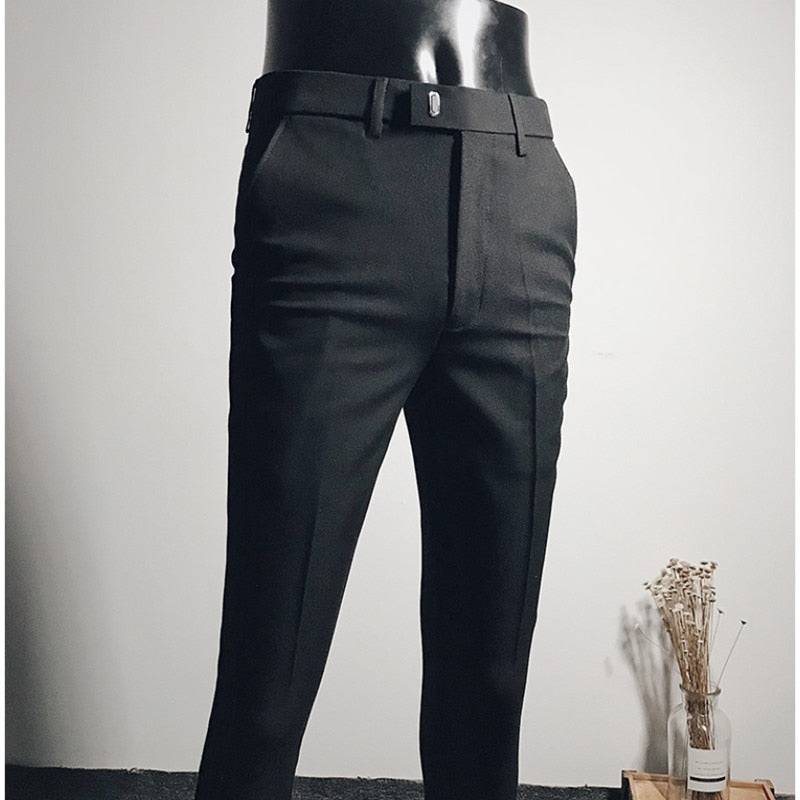 Men Classic Solid Color Business Casual Pants - Sabreeonline