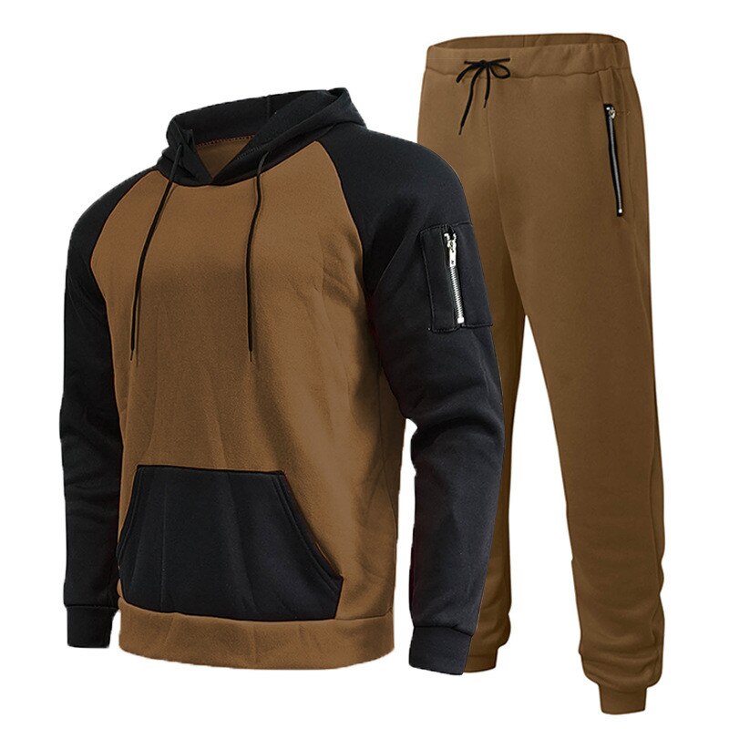 Casual Hoodies +Drawstring Pants 2 Piece Set Male Streetwear - Sabreeonline