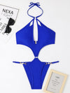 Sexy Halter Solid One Piece Swimsuit 2023 New Hollow Out  DiamondPush Up Bikini Beach Cut Out Bathing Suit Trikini Swimwear - Sabreeonline