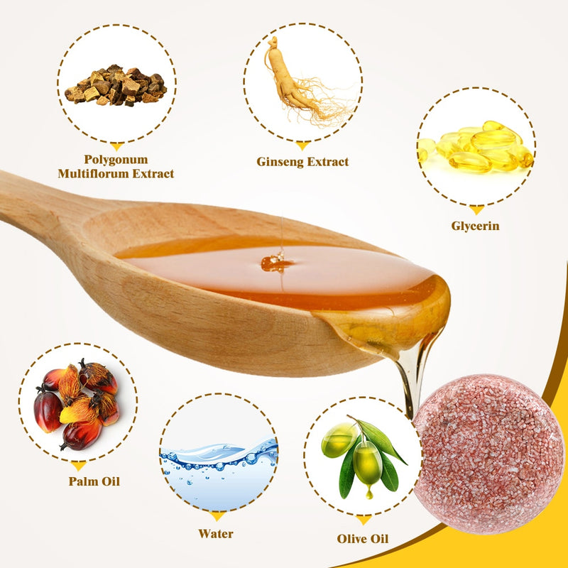 Polygonum Essence Hair Darkening Shampoo Soap Natural Organic Mild Formula Hair Shampoo Gray Hair Reverse Anti Loss Hair Care - Sabreeonline