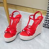 Hemp rope women&#39;s shoes large size wedge heel platform sandals Simple European and American woven large size