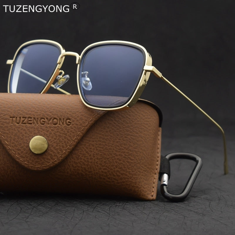TUZENGYONG Classic Steampunk Sunglasses Fashion Men Women Brand Designer Vintage Square Metal Frame Sun Glasses High Quality - Sabreeonline