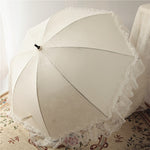 White Lace Umbrella Women Flower Long Handle Umbrella Wedding Retro Sunshade Girls Umbrellas Decoration Guarda Chuva Gift SY329 - Sabreeonline