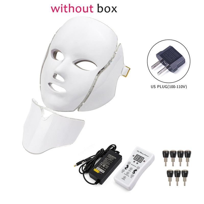 Led Facial Light Mask with Neck Tighten Anti Acne Wrinkle - Sabreeonline