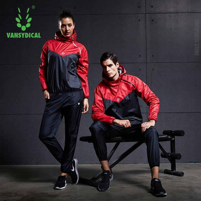 VANSYDICAL Sauna Suit Men Gym Clothing Set Hoodies Pullover Sportswear Running Fitness Weight Loss Sweating Sports Jogging Suit - Sabreeonline