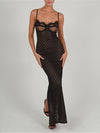 Elegant Spaghetti Strap Print Maxi Dress