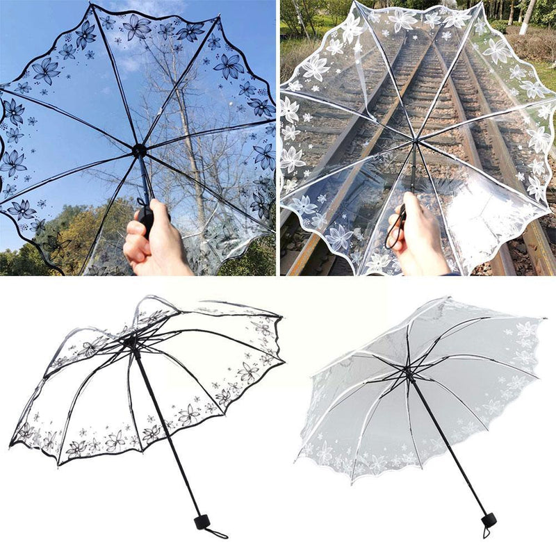 Transparent Fashionable Umbrella Luxurious Black Flow - Sabreeonline