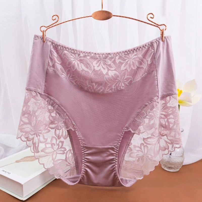 Plus Size Underwear for Women Sexy Thin Transparent Lace Modal Cotton Panties with High Waist Big Size Briefs of Large Sizes - Sabreeonline