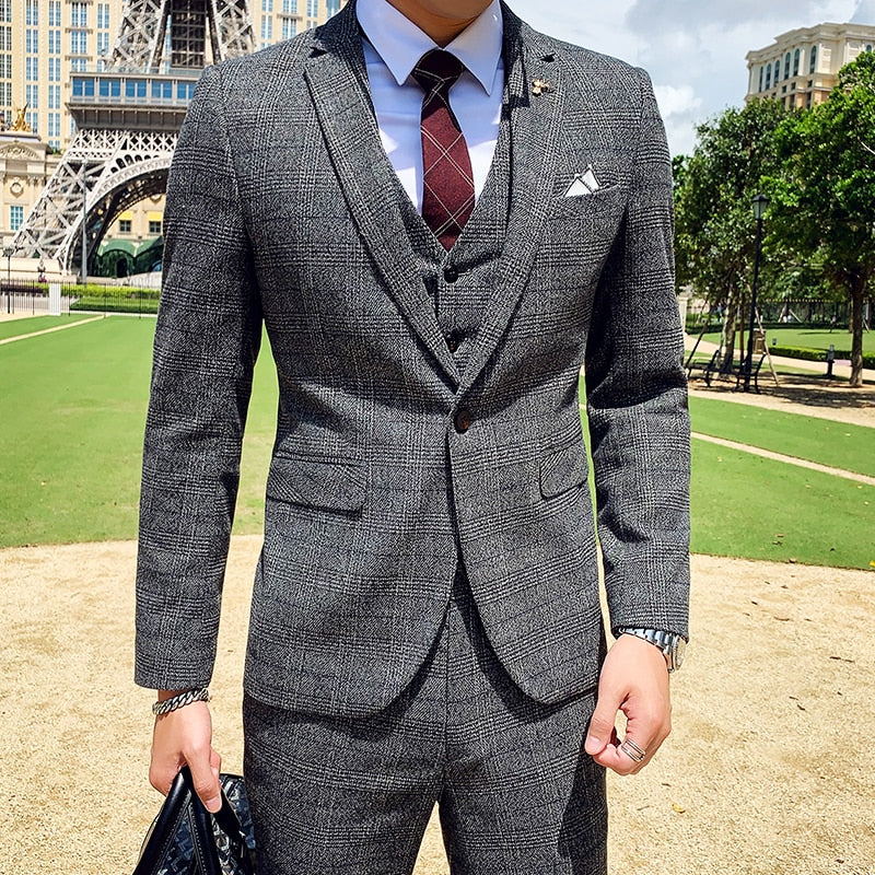 Business Male Tuxedo 3 Pieces Set - Sabreeonline