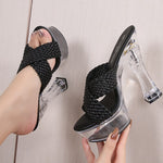 Transparent New Fashion Car Model slippers High Heel Waterproof Trolley Model Slippers large size