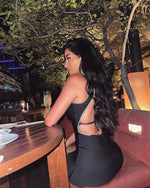 Sleeveless V-Neck Backless Bodycon Mini Dress - Sabreeonline
