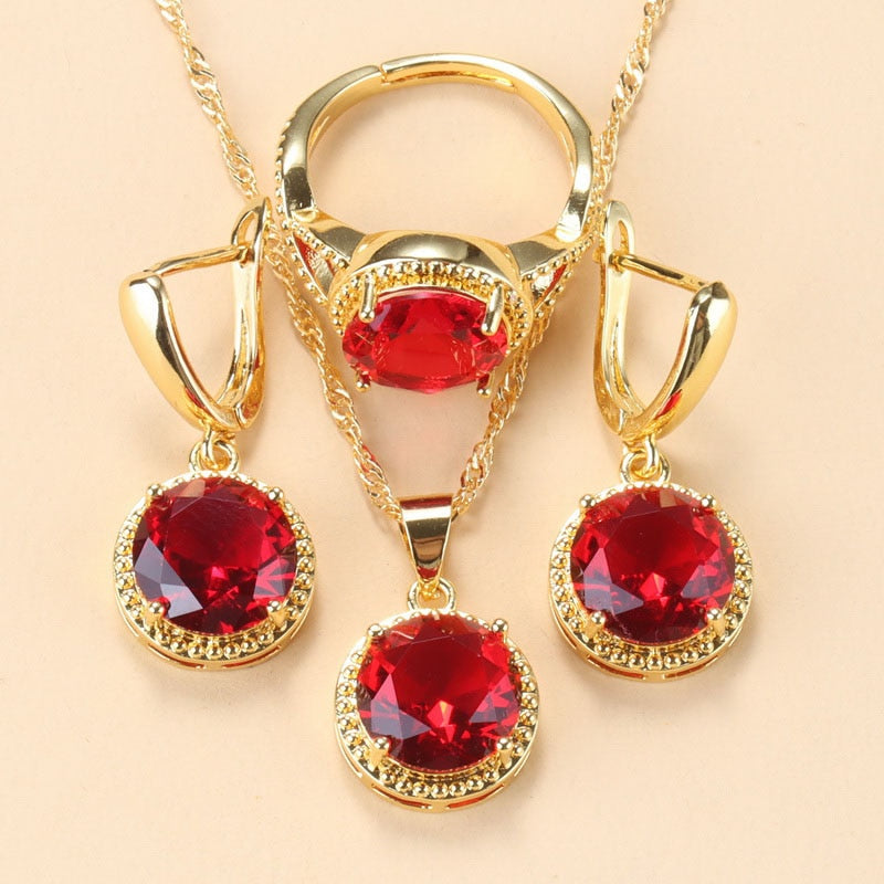 Sweet Princess Round Zircon 3 Piece Set - Sabreeonline