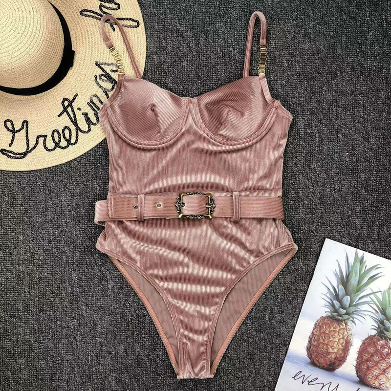 Sexy Velvet One-Piece Belt