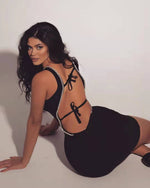 Sleeveless V-Neck Backless Bodycon Mini Dress - Sabreeonline