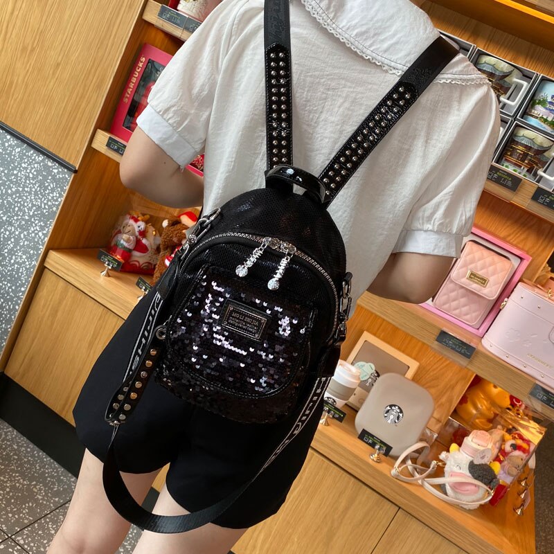 Ita Bag Pack Sequines Women&#39;s Backpack Rivet Luxury Designer  Mini Backpack Women Shoulder Bolsos Travel School Bag Mochila - Sabreeonline