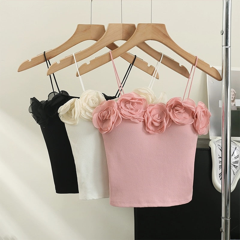 3D Flowers Padded Sleeveless Shirt