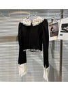HIGH QUALITY New Fashion 2023 Designer Shirt Women's Granular Beaded Neck Flare Sleeve Shirt T-shirt - Sabreeonline