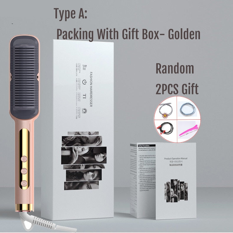 Professional Hair Straightener Heating Comb Straightening Iron Hot Brush Straighteners 2021 New Fashion Design - Sabreeonline