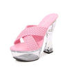 Transparent New Fashion Car Model slippers High Heel Waterproof Trolley Model Slippers large size