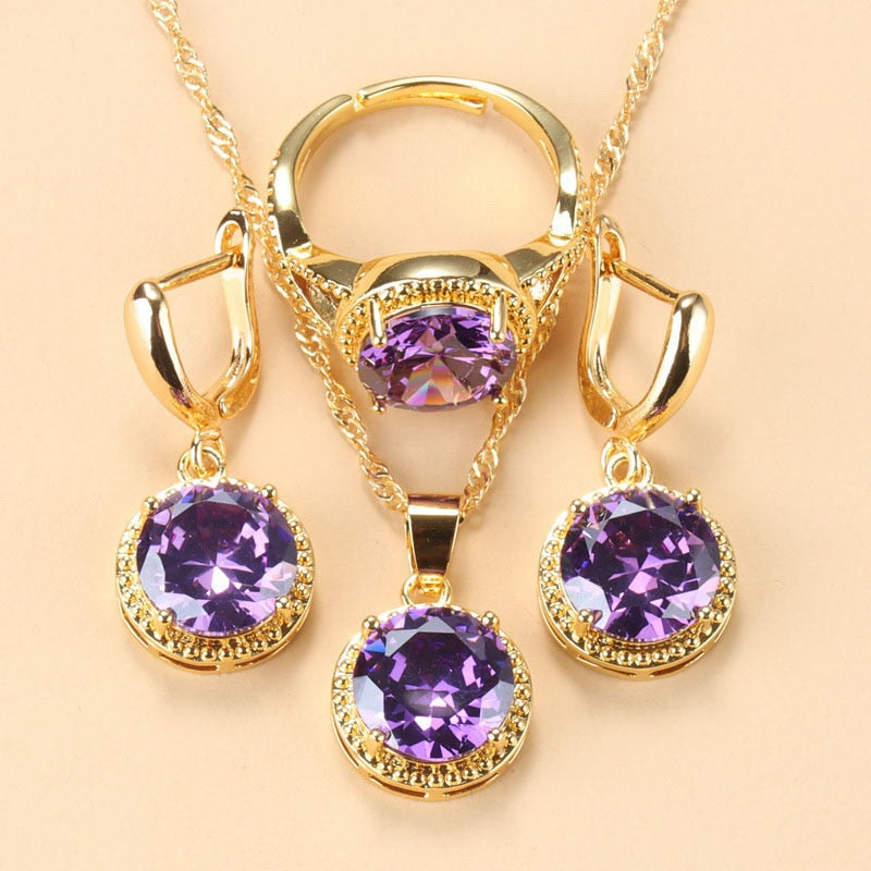 Sweet Princess Round Zircon 3 Piece Set - Sabreeonline
