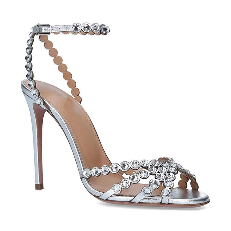 Summer Stiletto Fetish High Heel Sexy Women Luxury Sandal Crystal Ankle Strap Fashion Bridals Evening Party Lady Shoes 29-CHC-26 - Sabreeonline