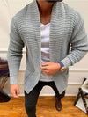 Men Striped Casual Knitting Cardigan Spring Autumn V-Neck Solid Long Sleeve Male Jacket Daily Style Pocket Streetwear Tracksuits - Sabreeonline