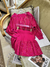 Glitter Sequined Beaded Pullover Sweater & Mini Skirt - Sabreeonline